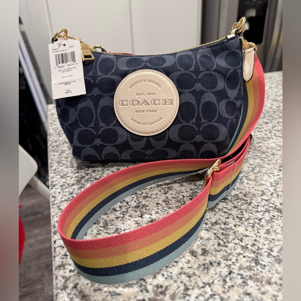 Coach Dempsey Shoulder Bag × Leather & Signature Jacquard Denim Purse C2825